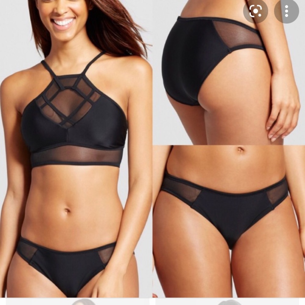 NWOT Black bikini size L sheer mesh